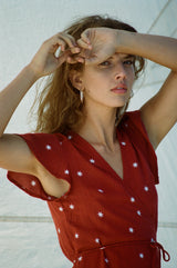 Rue Stiic Tilly Wrap Dress in Rust Red Random Star