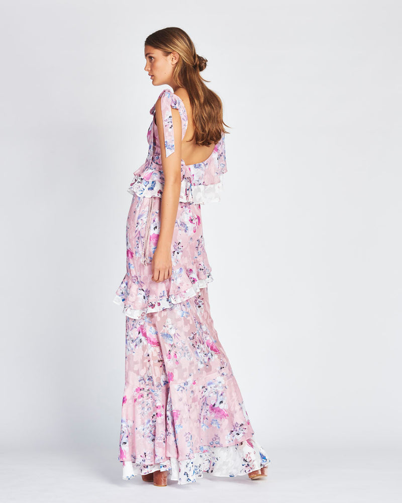We Are Kindred - Alessandra Ruffle Maxi Dress in Monet Bloom