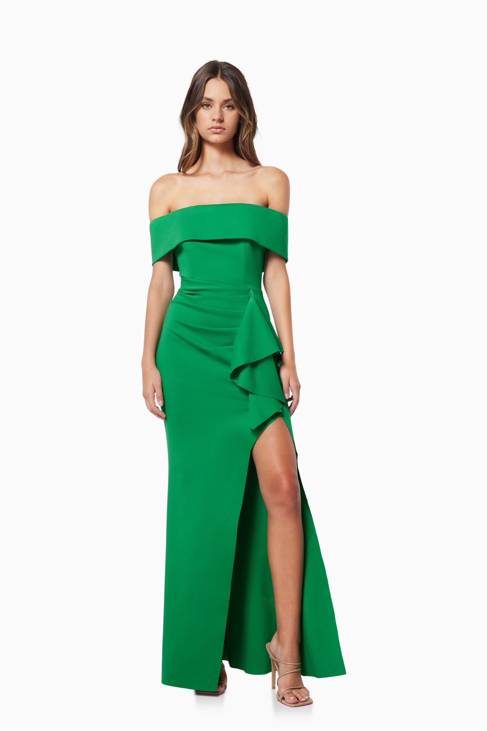 slim fit dress slacks Valeria Eventwear Midi Dress In Green – Elliatt
