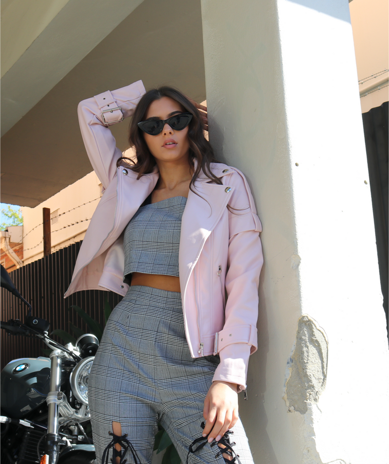 The Aria Biker Jacket | Pink